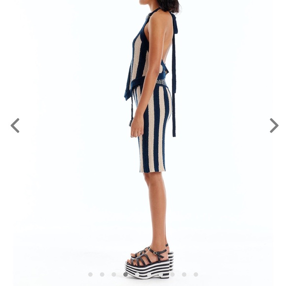 EENK ULLYD Ullid Knit Halter Top + shorts - Navy Beige Stripe SZ M $598 - Picture 5 of 10
